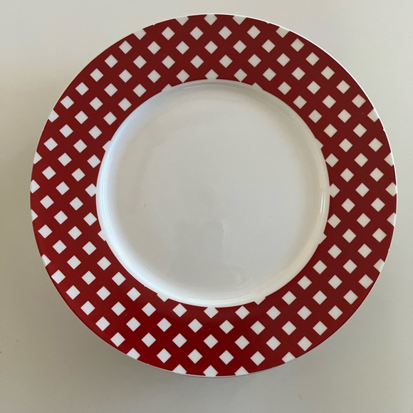 Pfaltzgraff Kenna Red Salad Plates Set Of 4 Red Check gingham Border Exc Cond - Picture 8 of 9